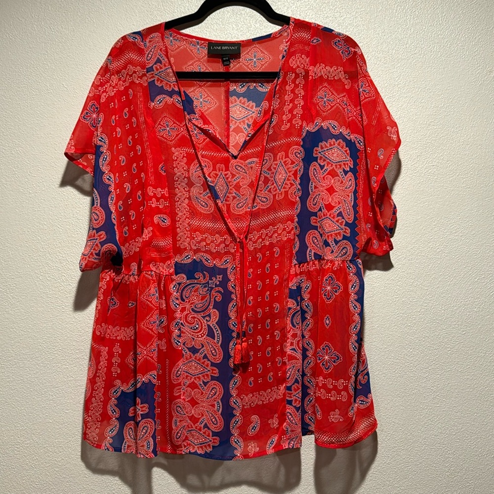 Lane Bryant paisley sheer blouse